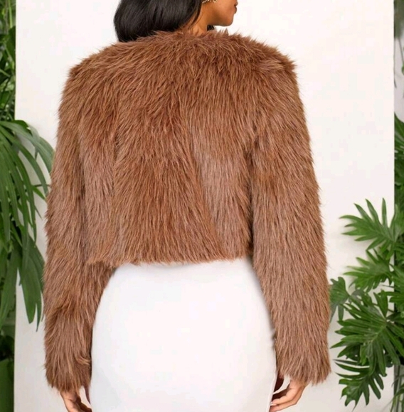 Vacation Solid Color Knit Fuzzy Fabric Open Front Long Sleeve Cropped Womer - Picture 2 of 4